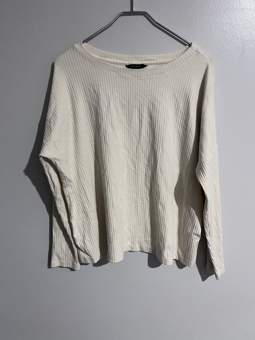 Banana Republic Sweater Womens M White Ribbed Boat Neck Pullover Lightweight